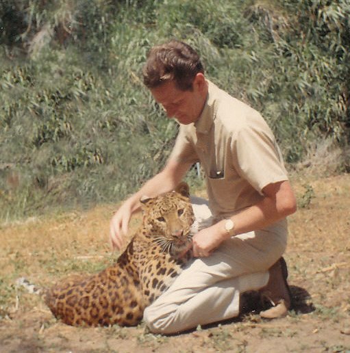 wildlife producer Fred R Krug and leopard
